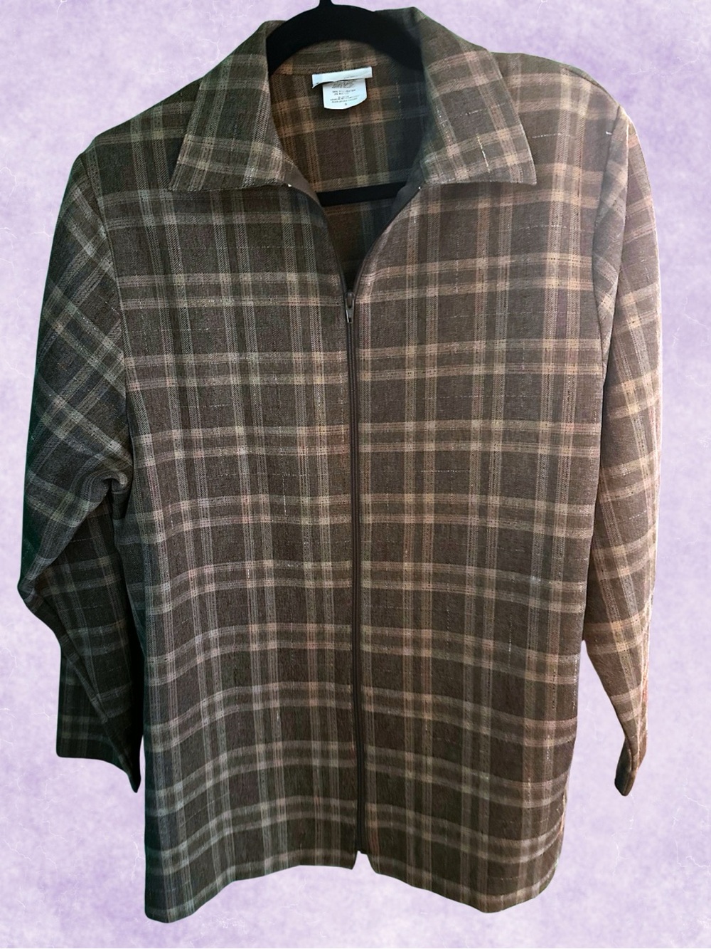 BonWorth Vintage Men's Plaid Zip-Front Shirt Jacket S